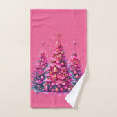 Arbre de Noël rose tendance Preppy esthétique (Serviette à main)