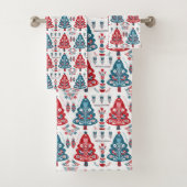 Arbre de Noël rouge et bleu Art populaire scandina (En situation)