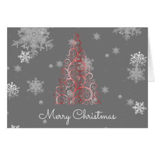 Arbre de Noël rouge et flocon de neige