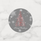 Arbre de Noël rouge et flocons de neige Confetti (Petit recto)