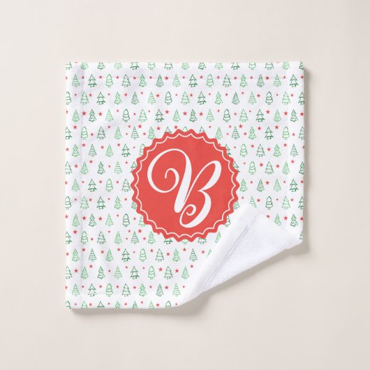 Arbre de Noël rouge et vert (Gant de toilette)