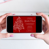 Arbre de Noël rouge Invitation de mariage d'hiver