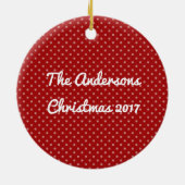 Arbre de Noël rouge joyeux ornement rond (Dos)