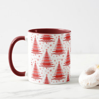 Arbre de Noël Rouge Motif Design Mug