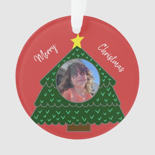 Arbre de Noël rouge ornement photo (devant)