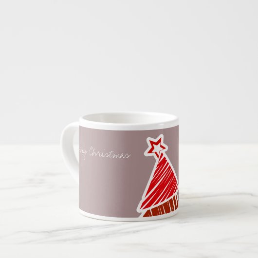 Arbre de Noël rouge Sketchy Espresso Mug (Devant gauche)