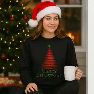Arbre de Noël rouge sur Sweatshirt noir