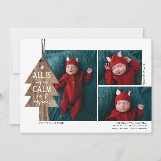 Arbre de Noël rustique 3 Faire-part de naissance p (Devant)