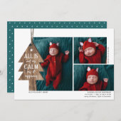 Arbre de Noël rustique 3 Faire-part de naissance p (Devant / Derrière)