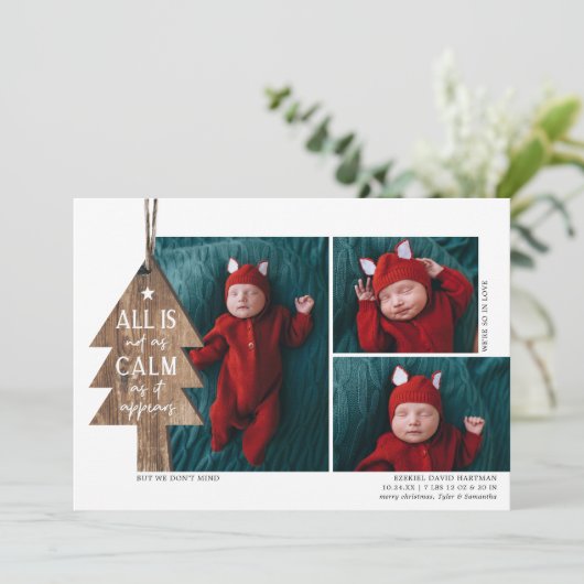 Arbre de Noël rustique 3 Faire-part de naissance p (Debout devant)