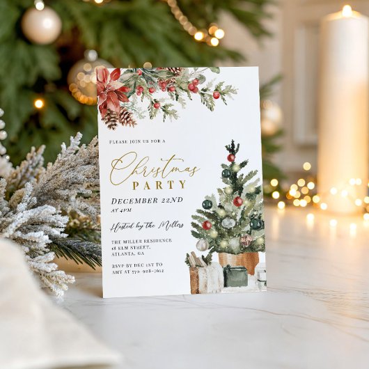 Arbre de Noël Rustique Invitation de Fête de Noël 