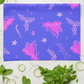 Arbre de Noël Serviette de thé violet et rose (Plié)