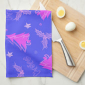 Arbre de Noël Serviette de thé violet et rose (Quart Plié)