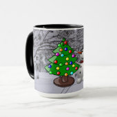 Arbre de Noël, Snowman, Snow Scene Combo Mug (Devant gauche)