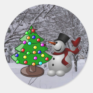 Arbre de Noël, Snowman, Stickers Photo Scène De Ne