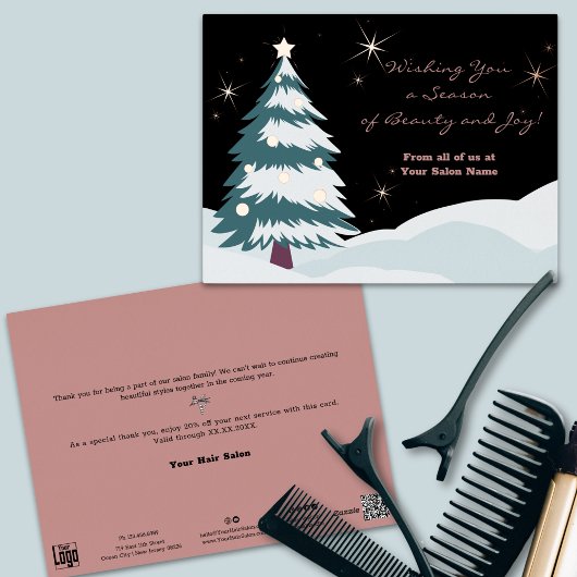 Arbre de Noël sous la nuit Sky Foil Carte de vacan