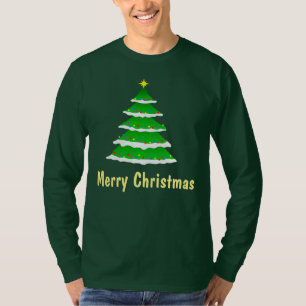 Arbre de Noël sur le long T-shirt de la douille
