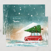 Arbre de Noël sur le toit de la voiture Faire-part (Devant / Derrière)