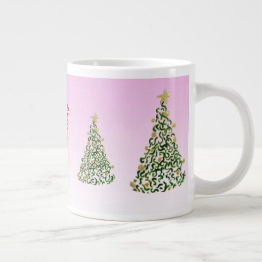 Arbre de Noël sur Mug Arrière - plan Rose (Droite)