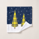 Arbre de Noël Tartan Motif sur bleu jaune blanc (Gant de toilette)