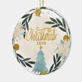 Arbre de Noël turquoise en or céramique ornement e (Gauche)