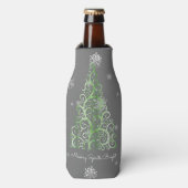 Arbre de Noël vert et Snowflakes Glacière bouteill (Bottle Devant)