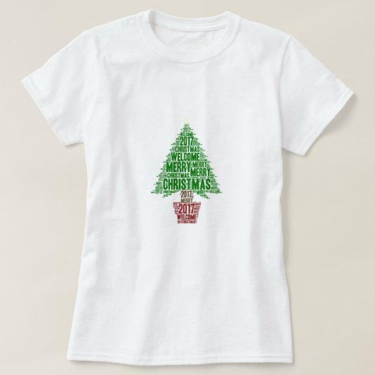 Arbre de Noël vert rouge T-Shirt de fêtes 2017 (Design devant)