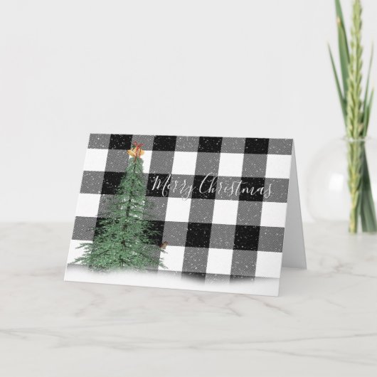Arbre de Noël vert sur carte plaid (Devant)