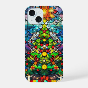 Arbre de Noël vibrant en faux vitrail de Noël