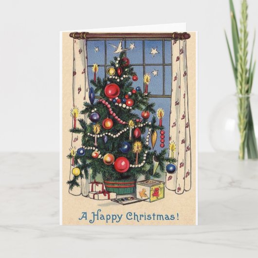 Arbre de Noël Vintage Bonne carte de Noël (Devant)