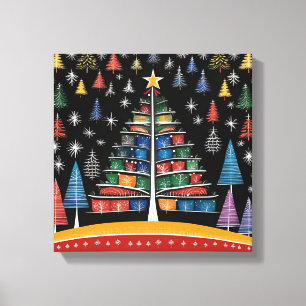 Arbre de Noël Warli Art toile étirée
