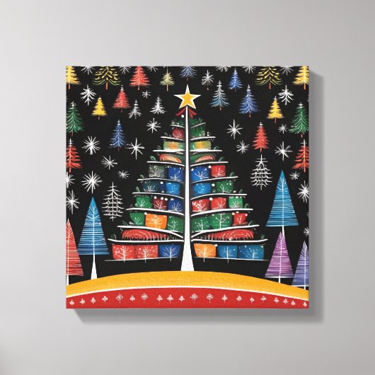 Arbre de Noël Warli Art toile étirée (Recto)