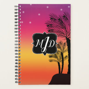 Arbre de palmier ombre avec étoiles colorées
