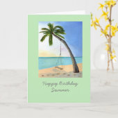 Arbre de palmiers avec carte d'anniversaire person (Fleur jaune)