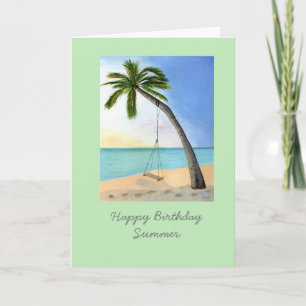 Arbre de palmiers avec carte d'anniversaire person