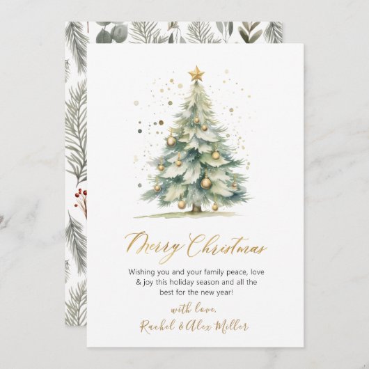 Arbre de script botanique - Cartes de Noël non pho (Devant / Derrière)