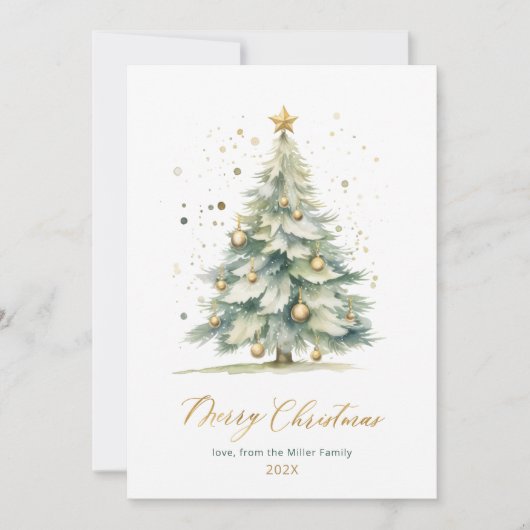 Arbre de script moderne Non Photo Cartes de Noël (Devant)