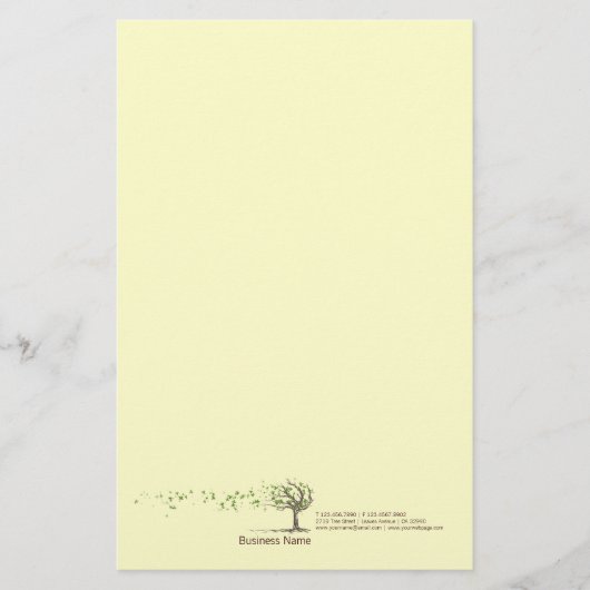 Arbre de vent de zen avec la papeterie jaune de (Devant)