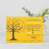 Arbre de vie Abstact Bat mitzvah Invitation Or (Debout devant)