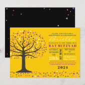 Arbre de vie Abstact Bat mitzvah Invitation Or (Devant / Derrière)