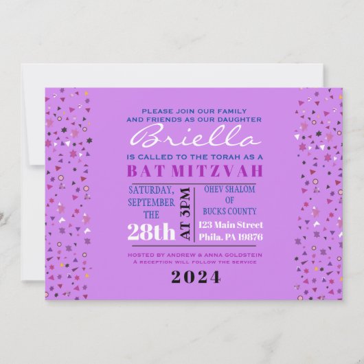 Arbre de vie Abstact Bat mitzvah Invitation Or (Devant)
