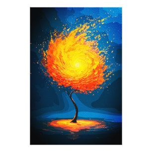 Arbre de Vie Ardente   Art Mural Abstrait de la Na