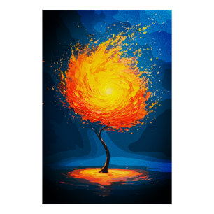 Arbre de Vie Ardente Art Mural Abstrait de la Na