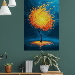 Arbre de Vie Ardente   Art Mural Abstrait de la Na
