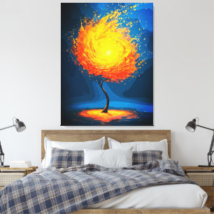 Arbre de Vie Ardente   Art Mural de Nature Abstrai