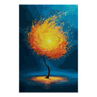Arbre de Vie Ardente | Art Mural de Nature Abstrai