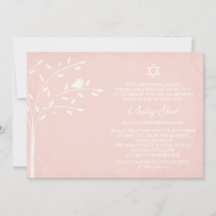 Arbre de vie Baby Girl Naming Day Invitation
