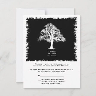 Arbre de vie Barre Mitzvah Carte de réponse Noir