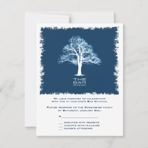 Arbre de vie Barre Mitzvah RSVP Reply Card Marine