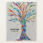 Arbre De Vie Couleurs Arc-En-Ciel Personnalisées 2<br><div class="desc">Ce planificateur unique est décoré d'une Tree Life aux couleurs vives sur un arrière - plan gris pâle. Le design original a été réalisé en mosaïque à l'aide de minuscules morceaux de verre aux couleurs vives. Customisez-le avec votre nom et votre année. Mosaïque originale © Michele Davies.</div>